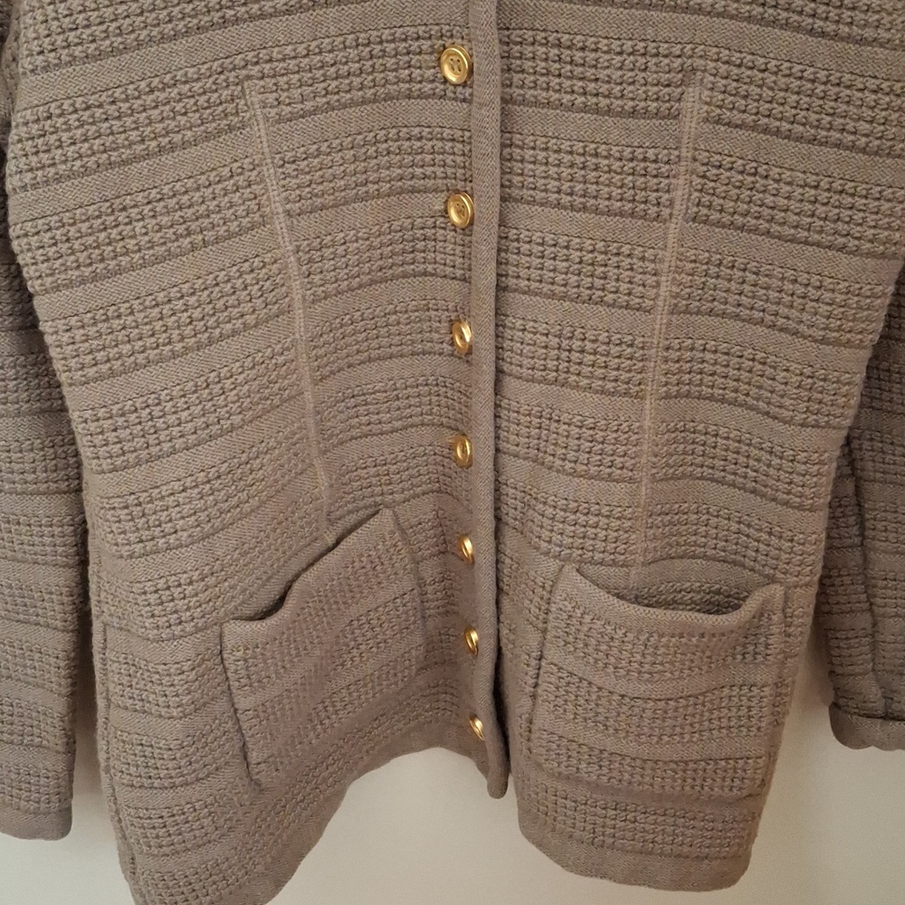 Sonia Rykiel Brown Taupe Textured Knit Button Cardigan_1 - Picture 5 of 7